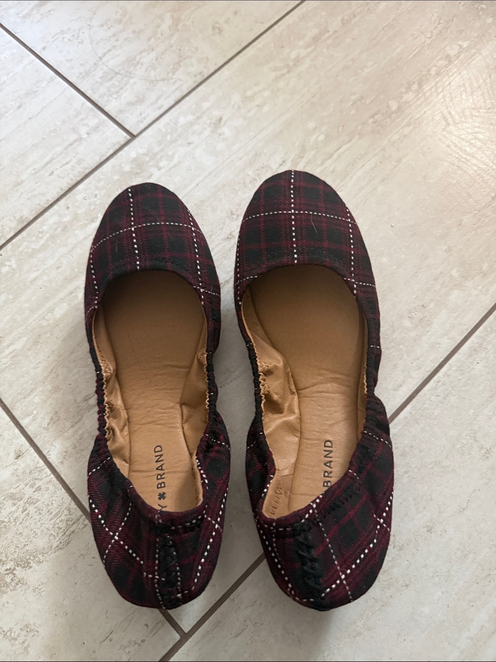 Lucky Brand Women's Burgundy Plaid Ballet Flats..size 9.5M